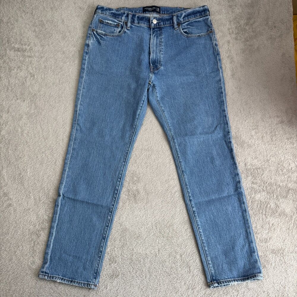 Abercrombie & Fitch A&F Vintage Stretch Straight Jeans Mens 38x32 Blue Denim